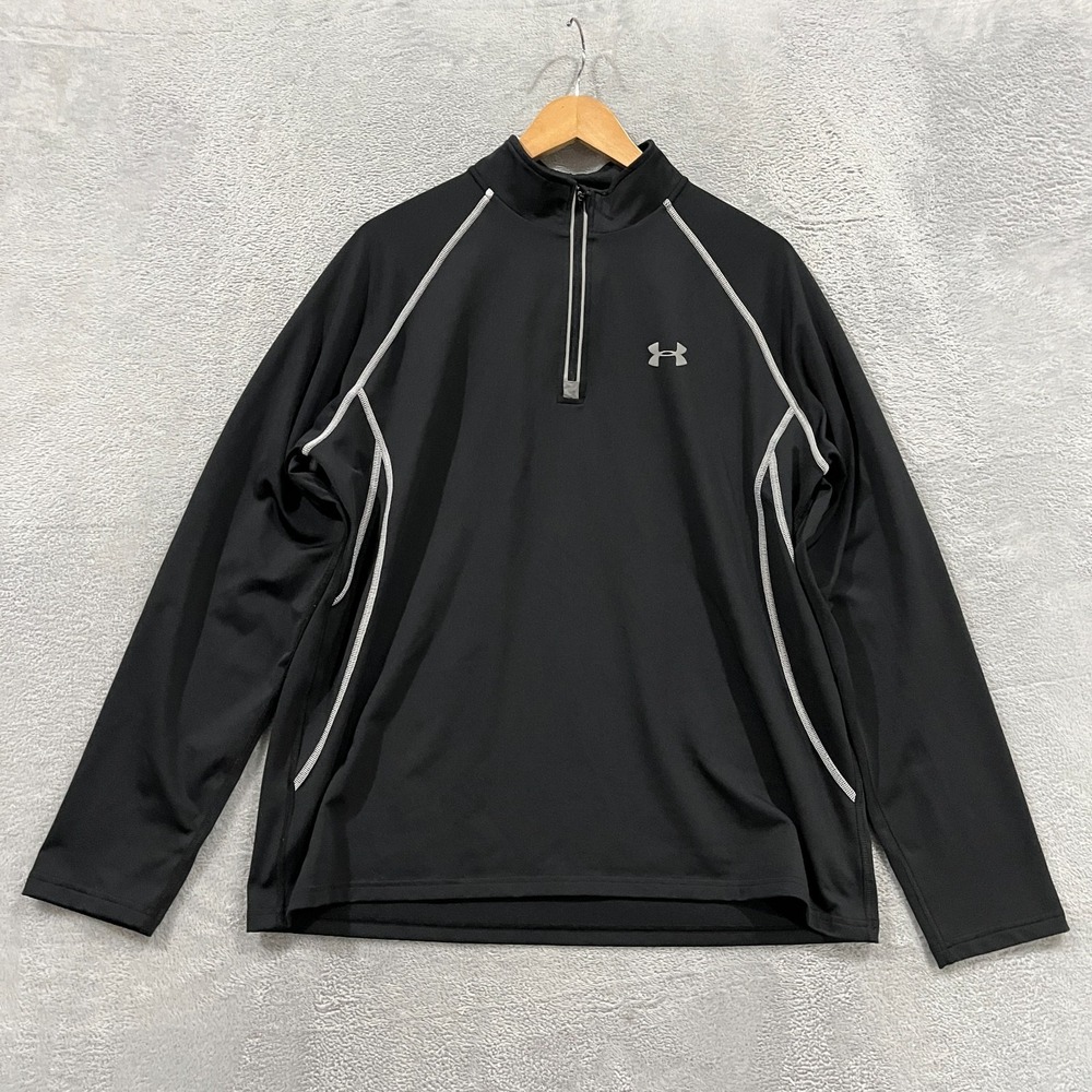 Under Armour Black Sweatshirt Mens Large Long Sleeve Athletic Quarter Zip